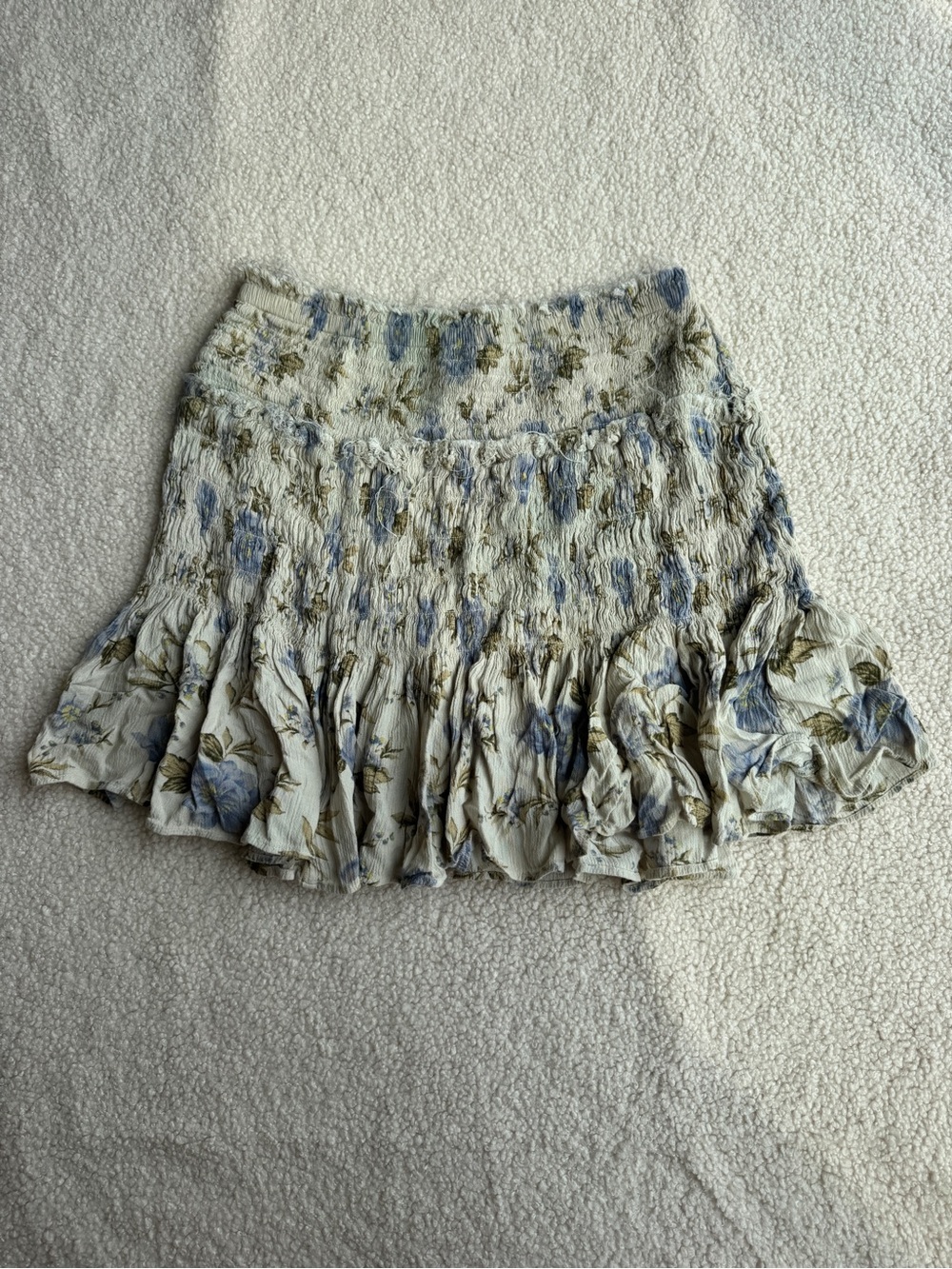American Eagle Floral Smocked Ruffle Mini Skirt